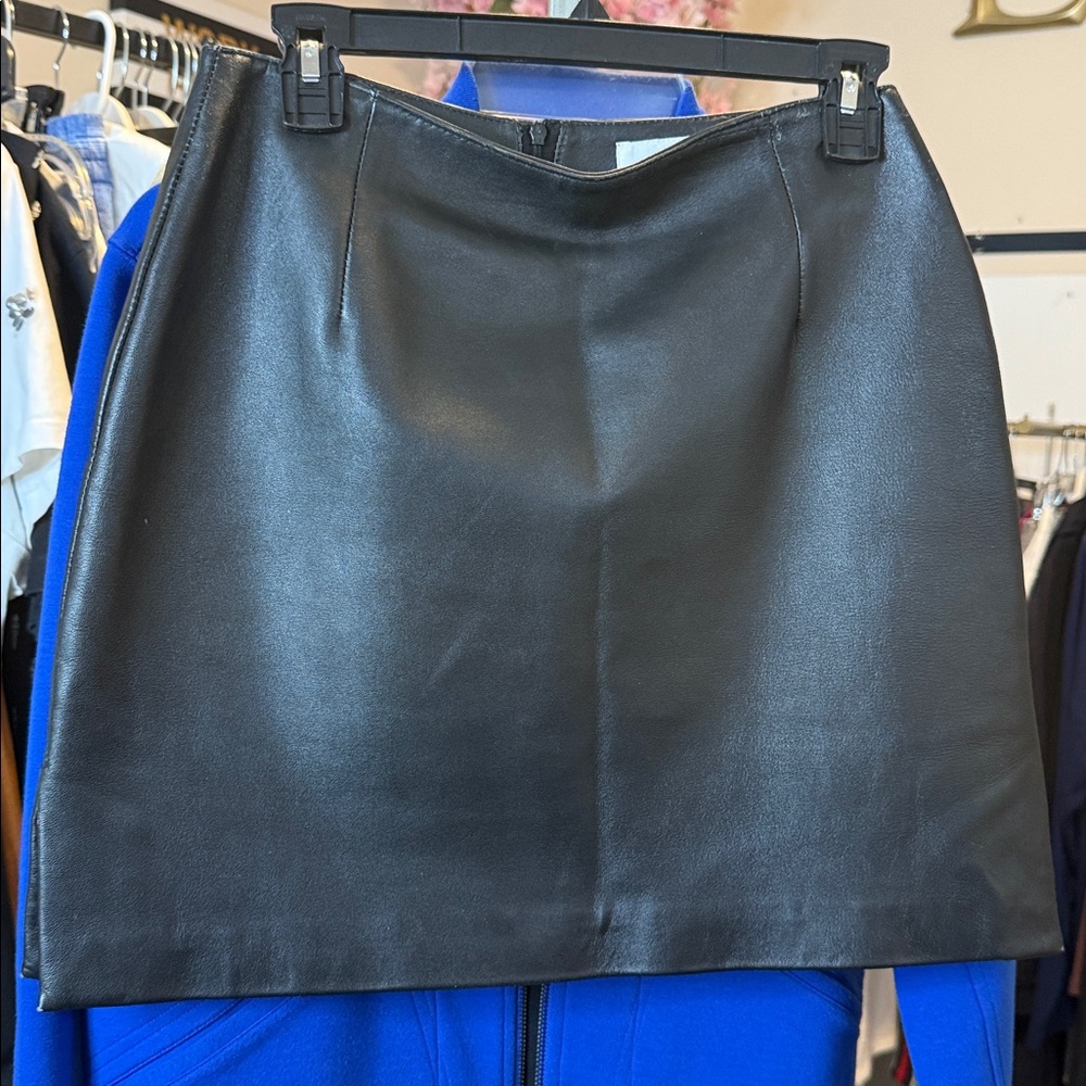 Hugo Buscati Black Gen. Leather Skirt 8 (W:28”) - Picture 3 of 3